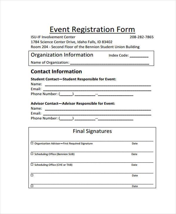 FREE 7 Event Registration Form Samples In Sample Example