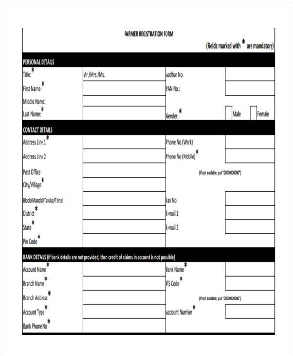 FREE 14+ Farmer Registration Form Samples, PDF, MS Word, Google Docs