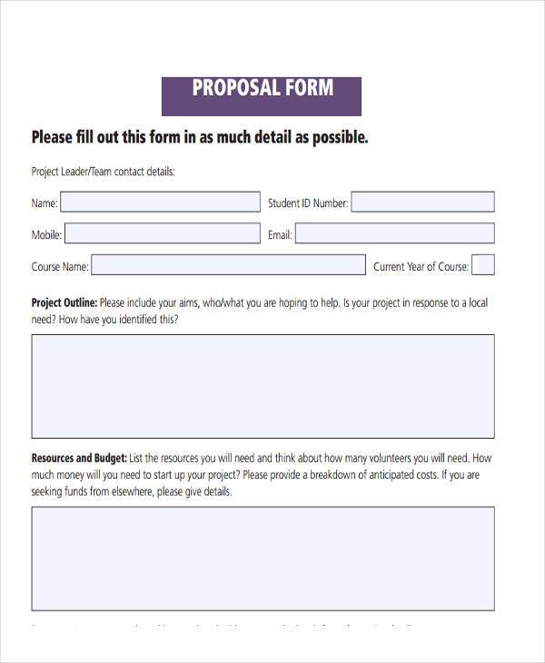 Blank Free Printable Bid Proposal Forms