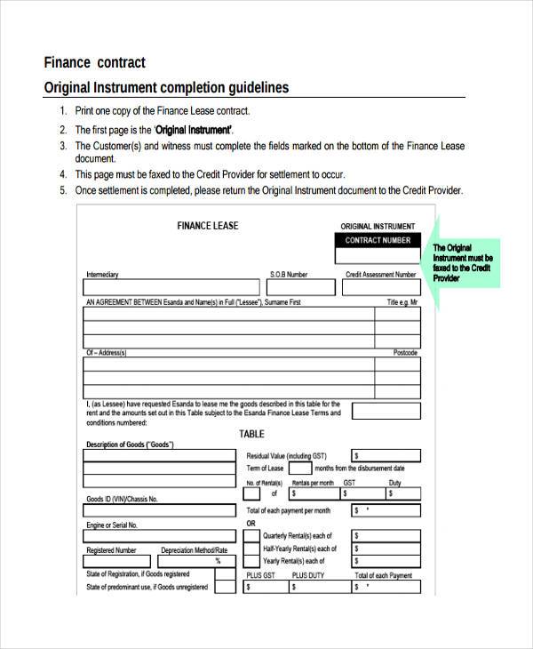 free financial contract form