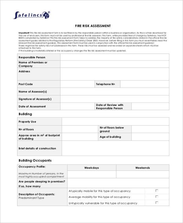 free fire risk assessment form