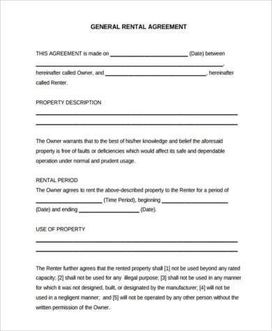 free general agreement form