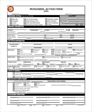 free generic personnel action form