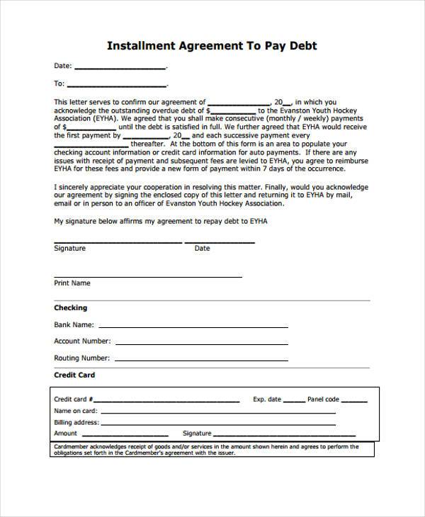 free installment agreement form