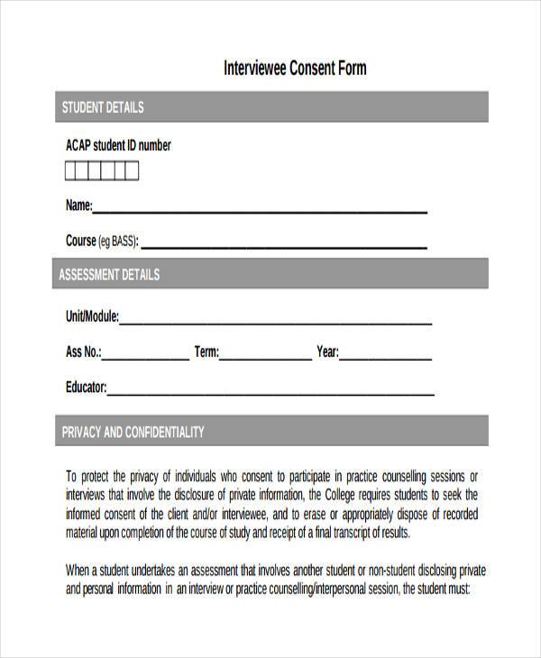 free interview consent form