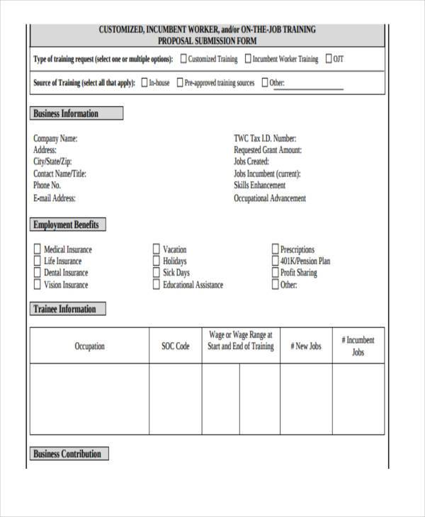 free job proposal form