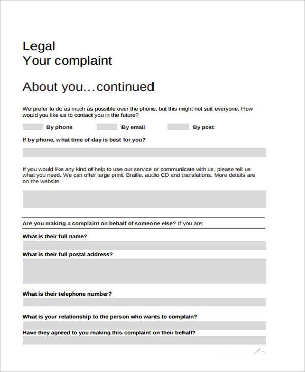 FREE 9+ Sample Legal Complaint Forms in PDF MS Word Excel