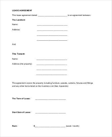 free legal lease agreement form