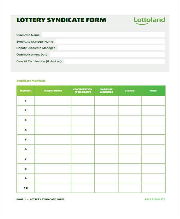 Lottery Agreement Template