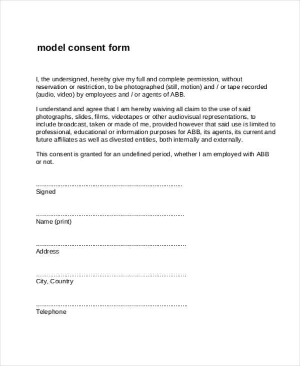 free model consent form