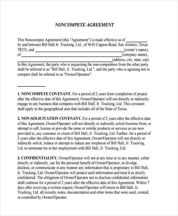 FREE 10 Non Compete Agreement Forms In PDF MS Word