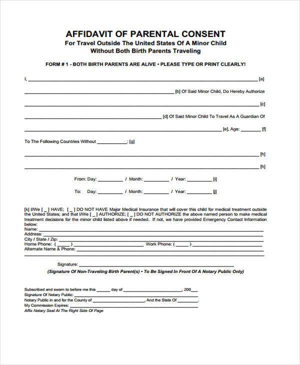 free parental travel consent form1