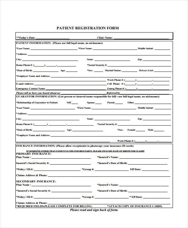 New Patient Registration Form Template Word