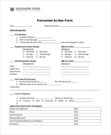 free personnel action form in pdf