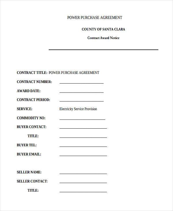 free power purchase agreement form