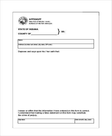 free printable blank affidavit form