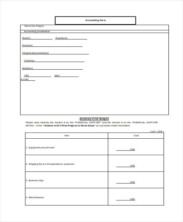 FREE 17+ Sample Printable Accounting Forms in PDF | MS Word | Excel