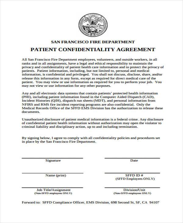 free printable confidentiality agreement form