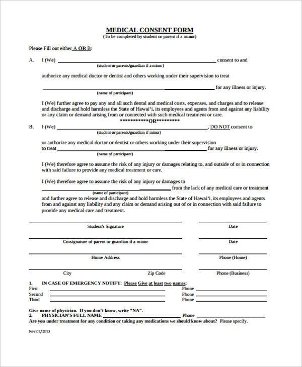 Free Medical Consent Form Printable 9837