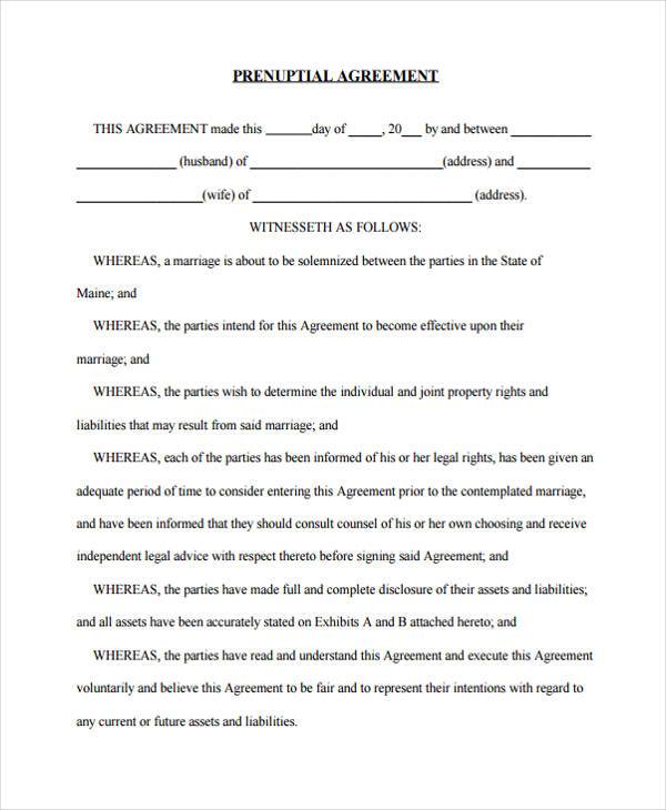 free printable prenuptial agreement form2