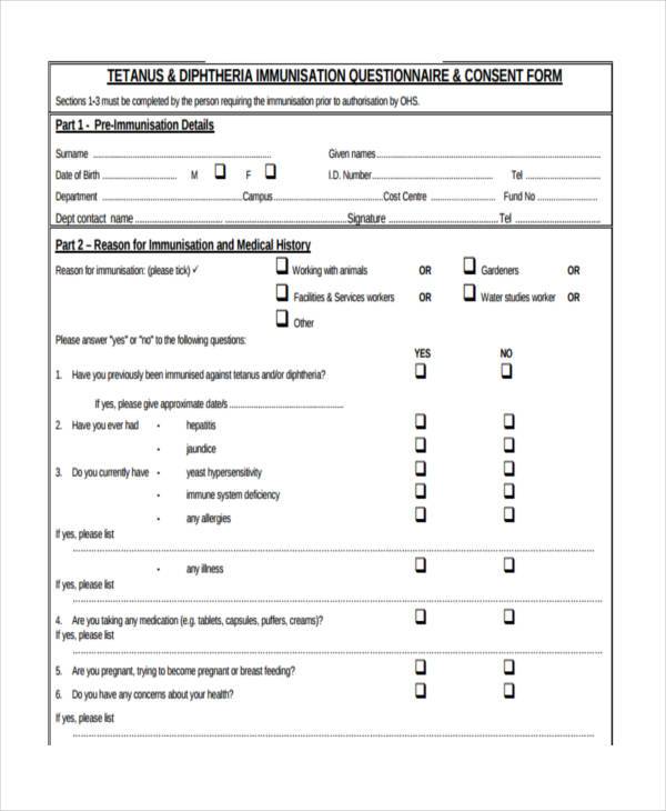 free questionnaire consent form