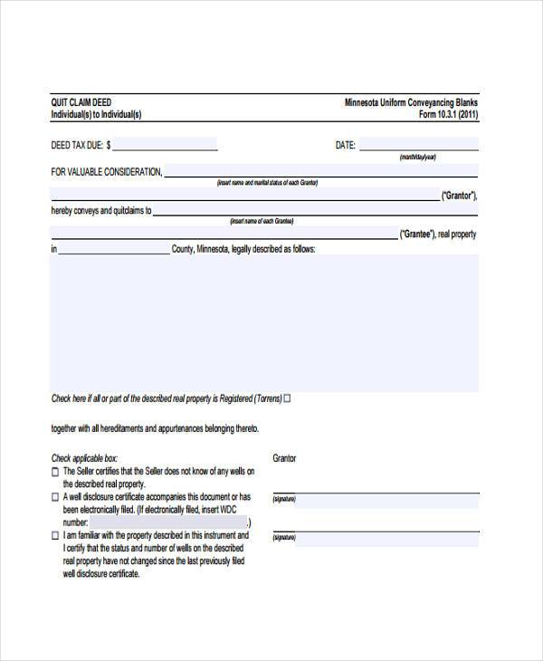 free quick quick deed form