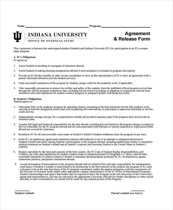 free release agreement form1