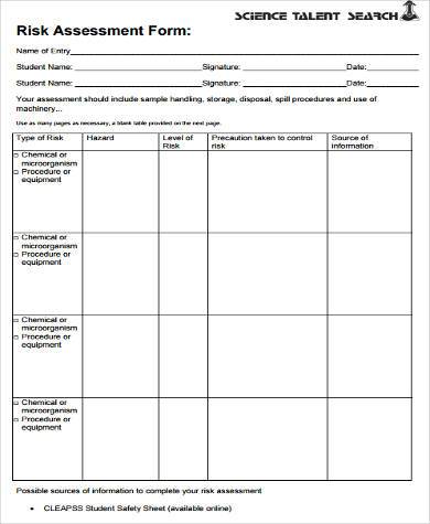 FREE 8+ Sample Safety Risk Assessment Forms in PDF | MS Word