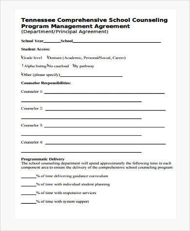 school counseling form sample forms agreement pdf ms word