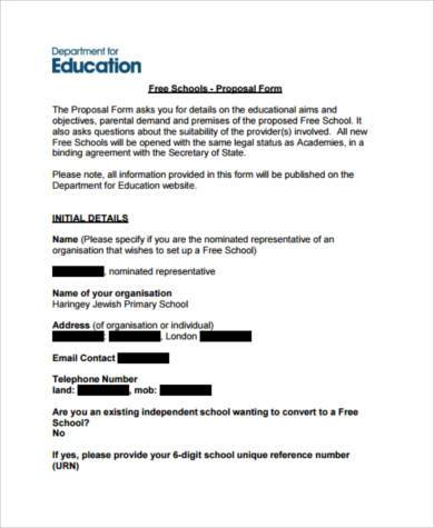 free school proposal form