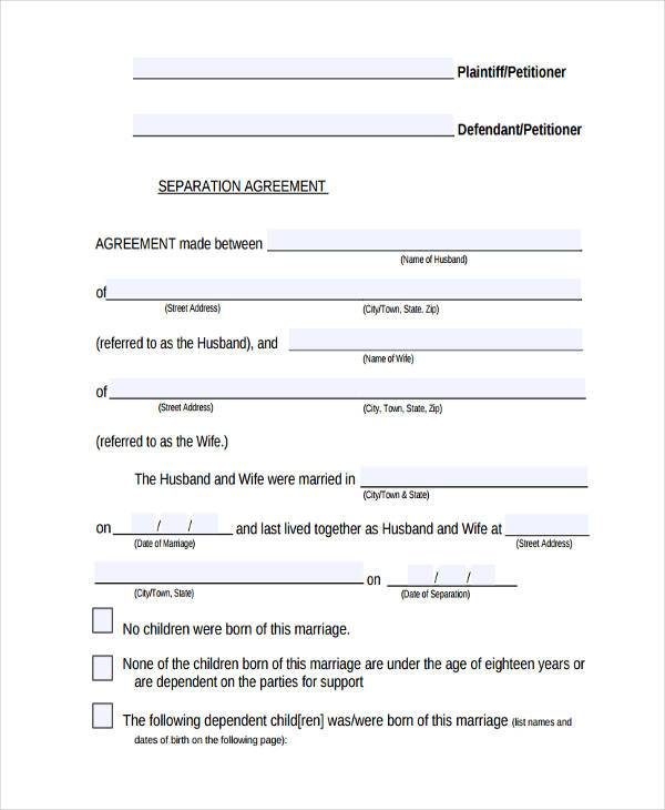 Printable Legal Separation Forms Printable Forms Free Online