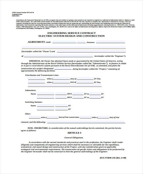 free service contract agreement form example