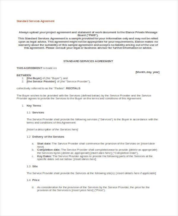 free service contract agreement form