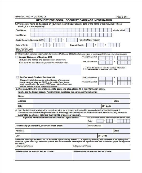 free social security card form
