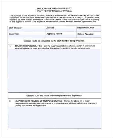 free staff appraisal form