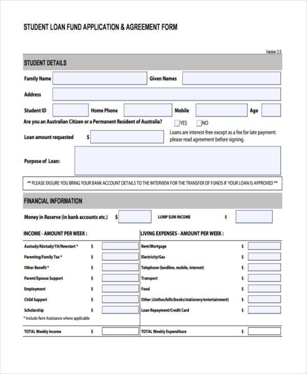 free student loan agreement form