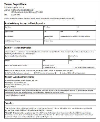 free transfer request form