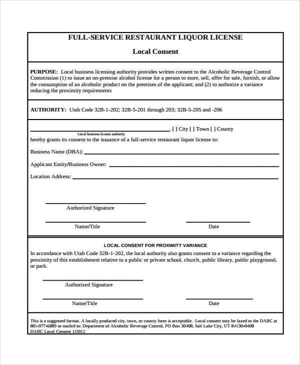 full service local consent form