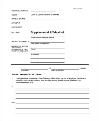 general affidavit form example