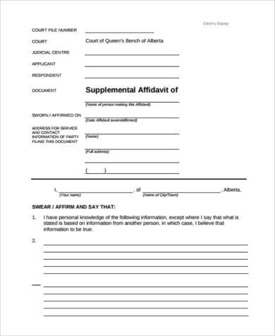 Sample Generic Affidavit Form