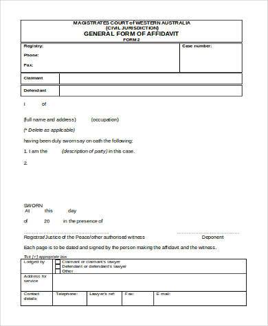 general affidavit form free