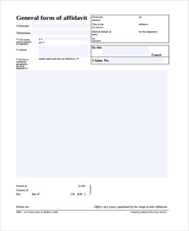 general affidavit form pdf