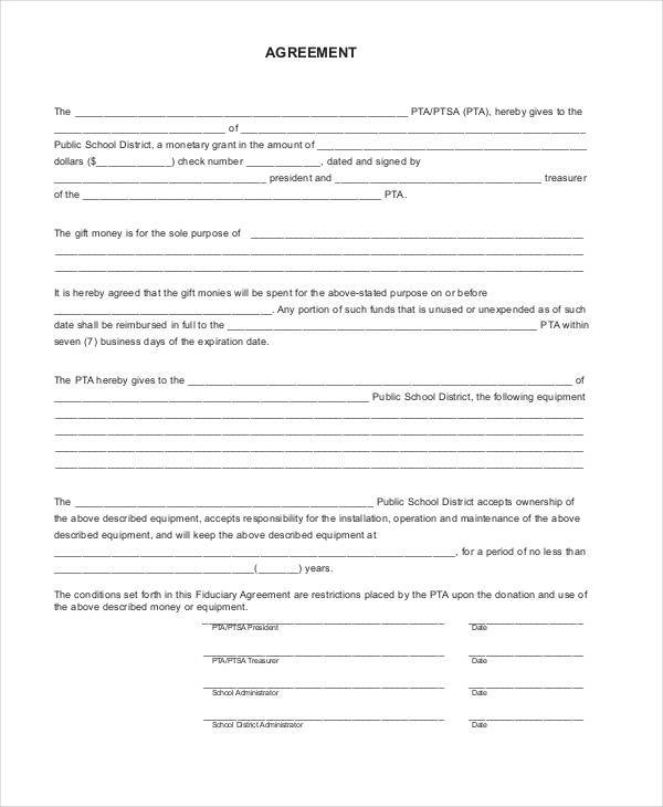 general agreement form example