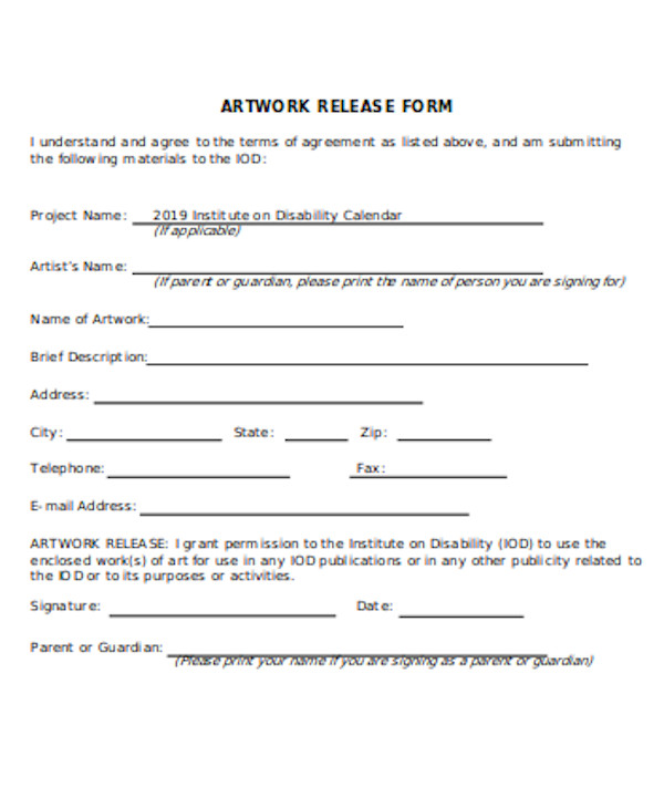 FREE 10+ Artwork Release Forms in PDF MS Word