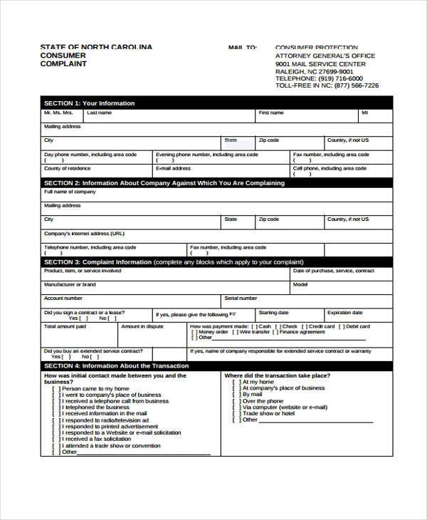 FREE 7 Hotel Plaint Form Samples In Sample Example