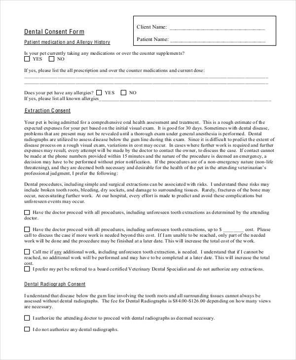 FREE 8 Dental Consent Forms In PDF MS Word