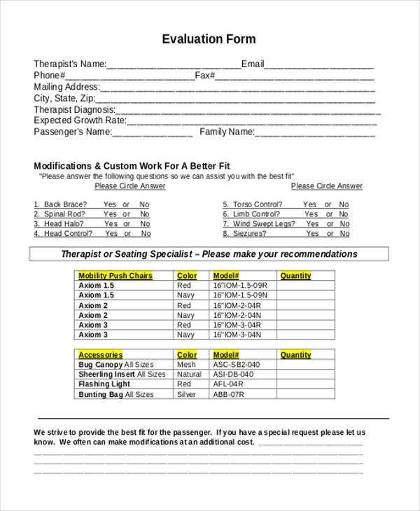 general evaluation form example