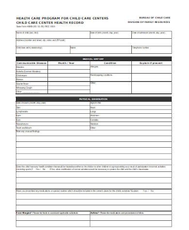 FREE 9+ Sample Health Record Forms in PDF | MS Word | Excel