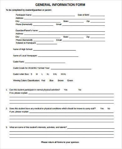 general information form example