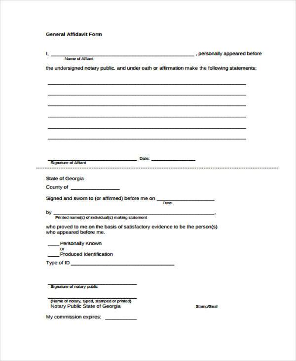 FREE 11+ Personal Affidavit Form Samples, PDF, MS Word, Google Docs